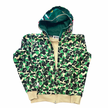 BAPE BIG ABC CAMO SHARK WIDE FULL ZIP DOUBLE HOODIE CAMO