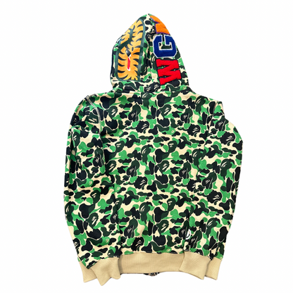 BAPE BIG ABC CAMO SHARK WIDE FULL ZIP DOUBLE HOODIE CAMO